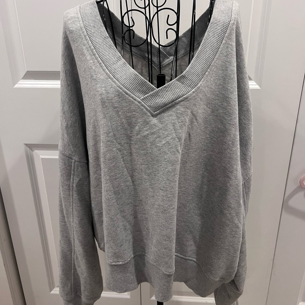 Aerie Light Gray V neck sweater